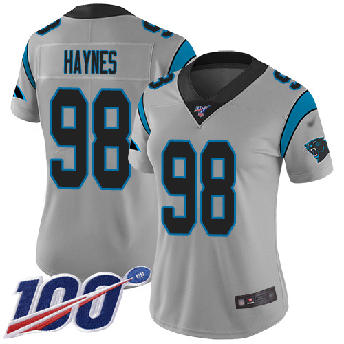 Carolina Panthers Limited Silver Women Marquis Haynes Jersey NFL Football 98 100th Season Inverted Legend